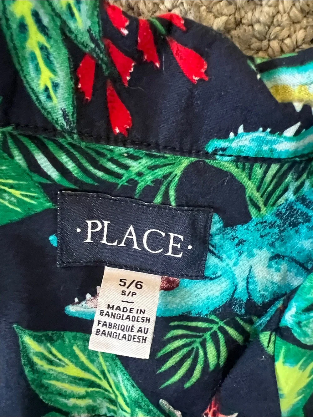 The Children's Place Navy Tropical Animal Button-Down Shirt